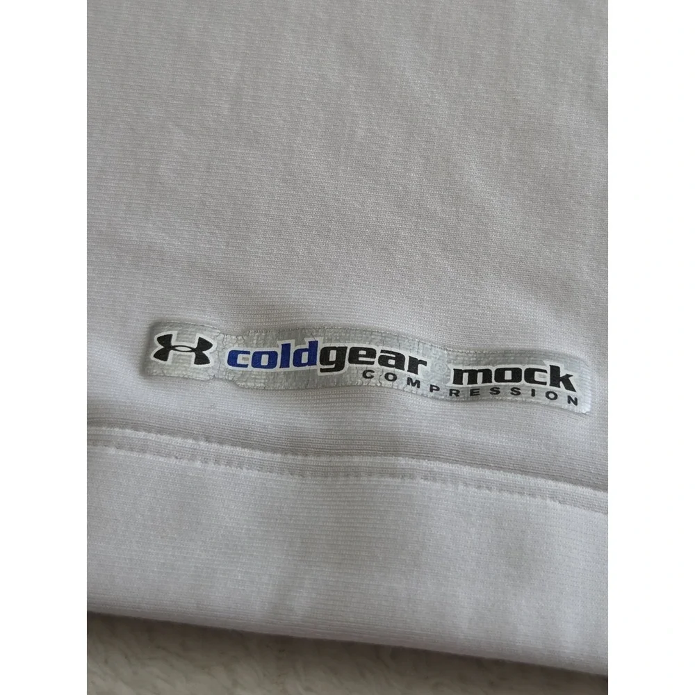 Under Armour Compression Mock Neck Shirt Mens Large White ColdGear Long Sleeve